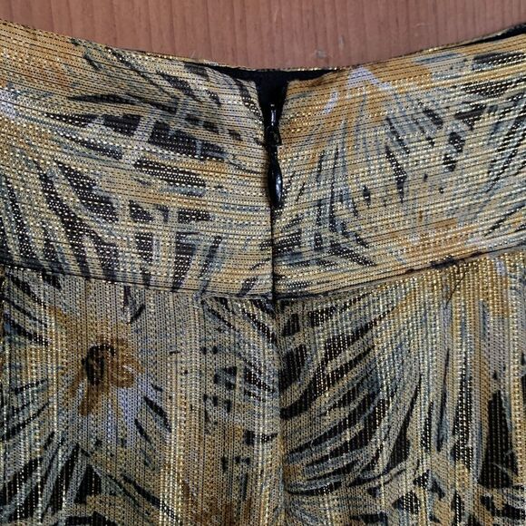 The Kooples Paris gold metallic floral print flared midi skirt - Picture 7 of 11